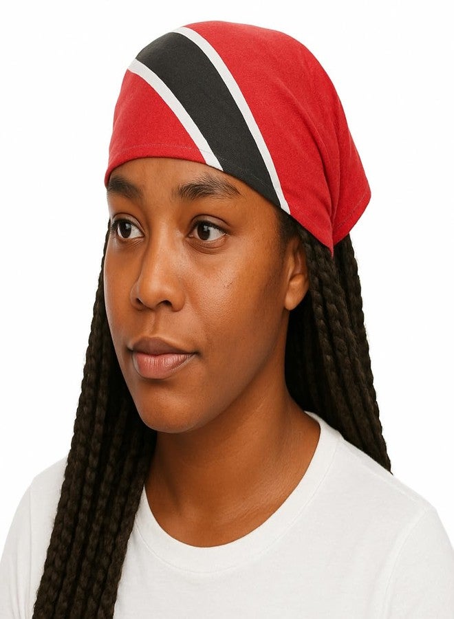 SUNRIBE Trinidad and Tobago Flag Bandana - 100% Cotton Red White Black Caribbean Head Wrap - Trini Bandana for Carnival, J’ouvert, Festival, Cultural Events, Travel & Everyday Wear - Unisex - Image 1